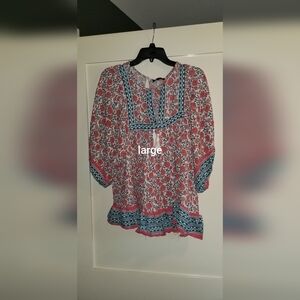 Floral Bohemian Women's Top - Red and Blue